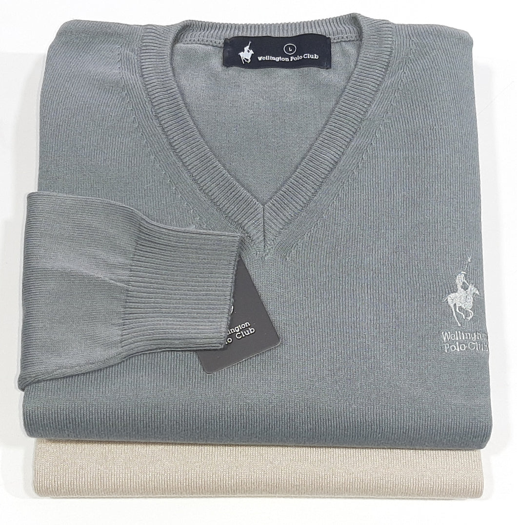 Sweater Escote V Liso 100% Algodon