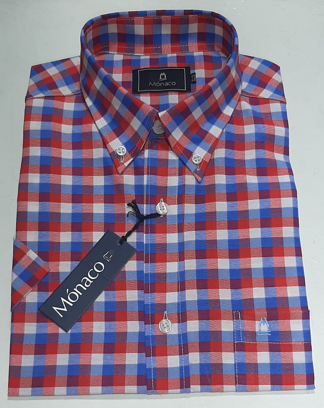 Camisa Monaco Manga Corta Cuadros