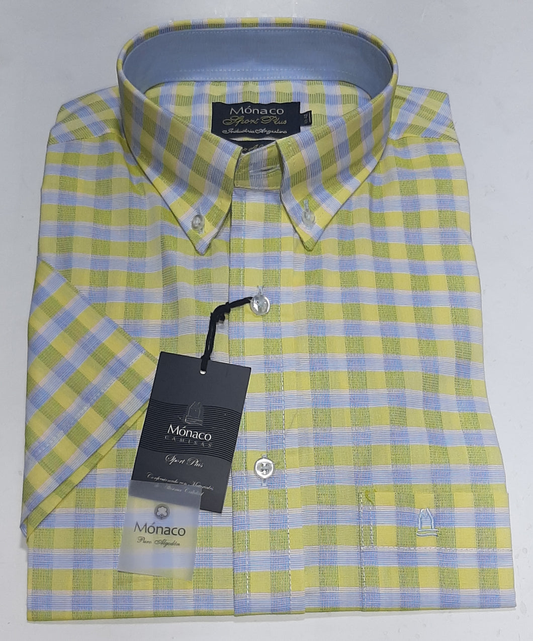 Camisa Monaco Manga Corta Cuadros